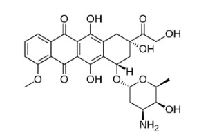 Chemical structural formula of Doxorubicin.